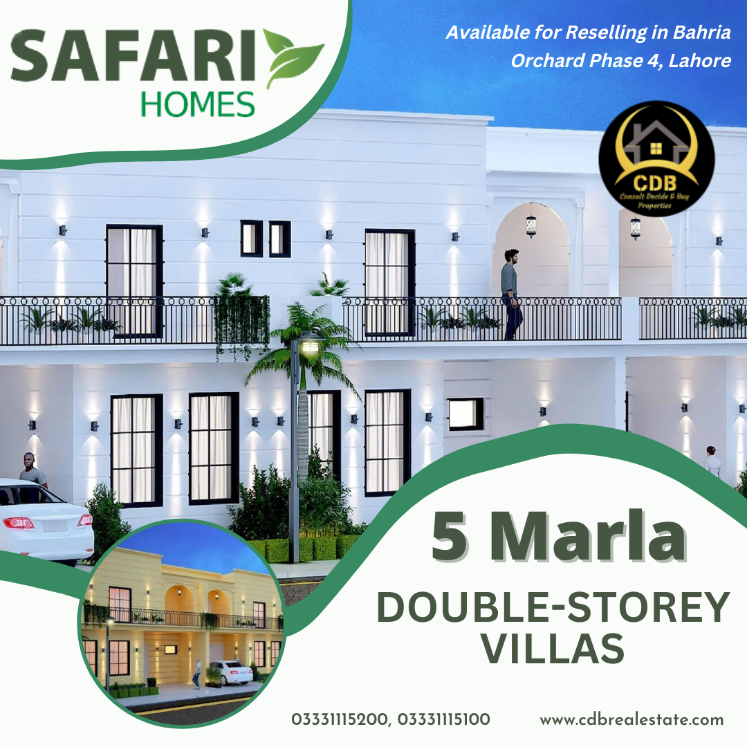 Safari Homes: 5 Marla Double-Storey Villas Available for Reselling in Bahria Orchard Phase 4, Lahore