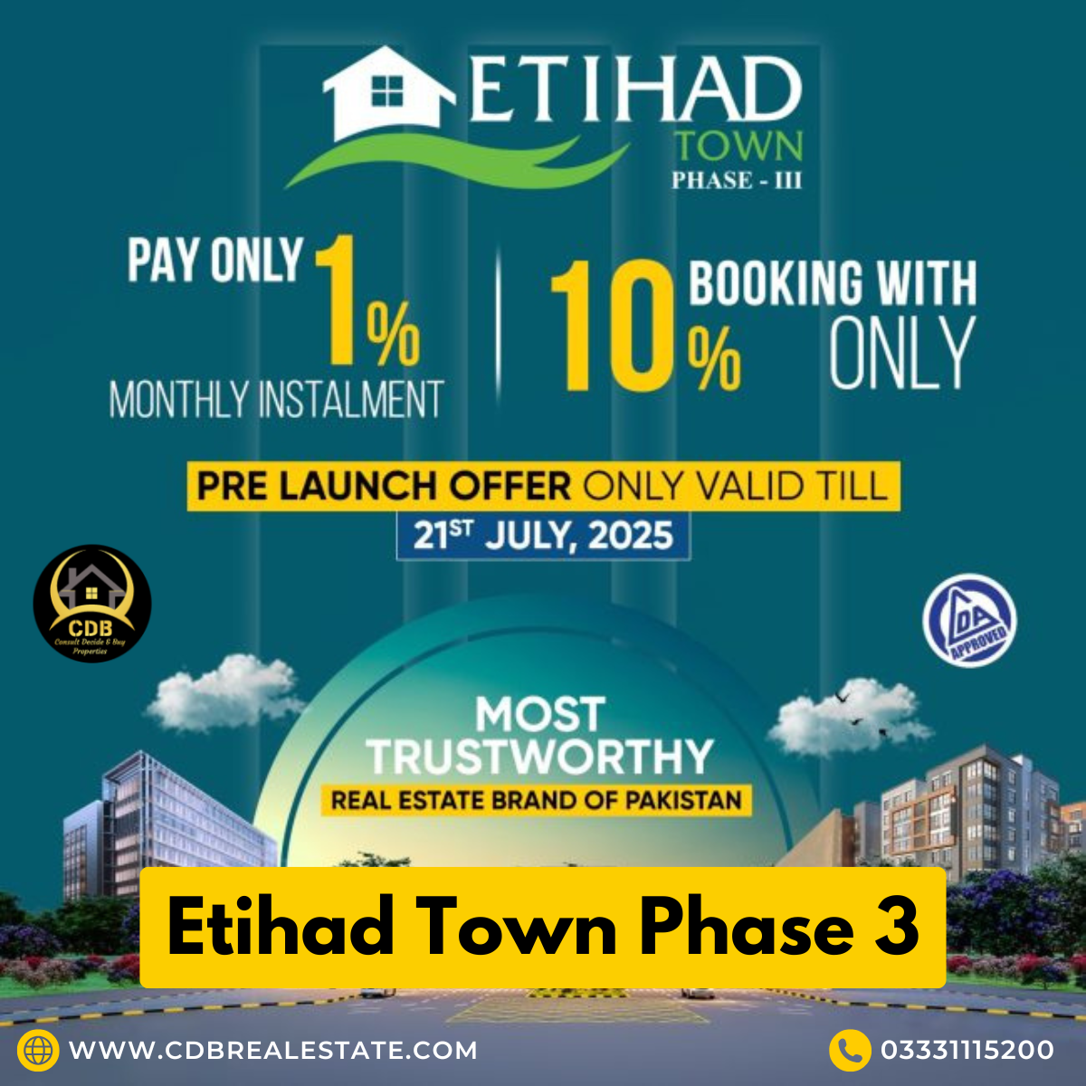 Etihad Town Phase 3 – Book Your Plot Easily with CDB Properties